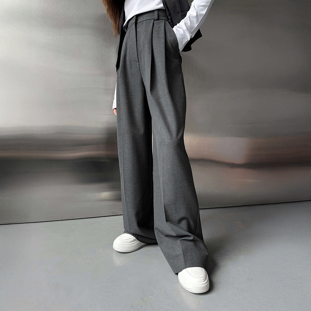Draping Wide-leg Trousers Loose Suit Pants Straight