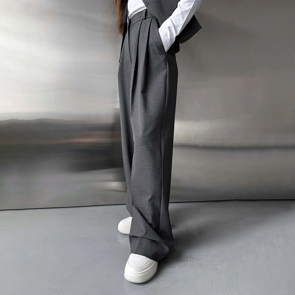 Draping Wide-leg Trousers Loose Suit Pants Straight