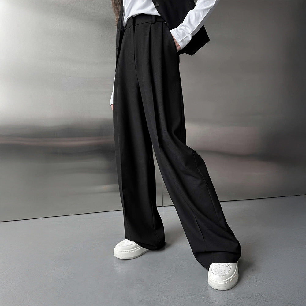 Draping Wide-leg Trousers Loose Suit Pants Straight