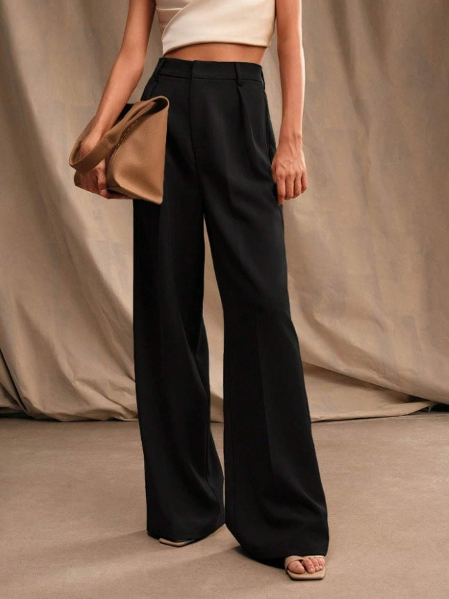 Women's Slimming Casual Draping Suit Pants Loose High Waist Wide Leg Trousers